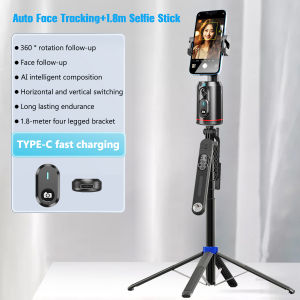 2024 New Intelligent AI Facial Recognition Follow-up Camera Gimbal 360 Degree Panoramic Rotating Selfie Stick Fully Automatic Tracking Tool Mobile Phone Selfie Stick Shooting Equipment Bracket Live Broadcast Light Supplement Anti Shake Stabilizer.
