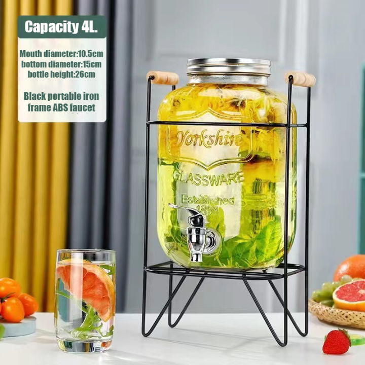 5L Juice Drink Glass Jar Dispenser with Stand and Faucet Lazada PH