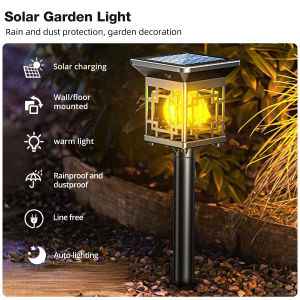 Đèn năng lượng mặt trời mới ecily đèn vườn ngoài trời cảm biến đèn đường đèn dây tóc vonfram có thể sạc lại Đèn gắn tường gia dụng đèn cắm vườn đèn thảm cỏ ngoài trời không thấm nước đèn ngủ cảm biến