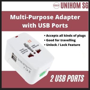 UnihomSG [ReadyStock] 2 Usb Ports Universal Travel Adapter with 4 Options (US UK AUS EU)