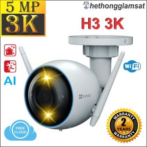 Camera Wifi Ngoài Trời EZVIZ H3 PRO 5MP 3K (Siêu Nét) Màu Bang Đêm Đàm Thoại 2 Chiều - Chính Hãng Bảo Hành 24 Tháng