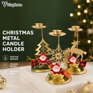 Santa Snowflake Star Christmas Iron Candle Holder Desktop Decor Xmas Table Decoration Nice Gift