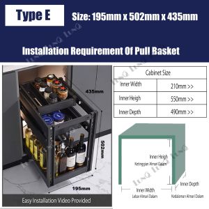 Aluminium kitchen cabinet pull out basket drawer soft close pull out basket wt undermount slide