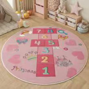 [HOT] Nordic childrens room round carpet bedroom bedside home use thickened faux cashmere reading area cartoon machine washable floor mat