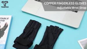 Tikaton Copper Infused Compression Arthritis Gloves with Wrist Strap for Hand PainCarpal TunnelTendonitis Fits Women & Men
