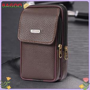 [BAGOO]Men Cell Phone Waist Case Bag Pouch Small Leather Bum Pack Purse Wallet Holder Belt Pouch Phone Holster Belt Case