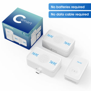 SMATRUL C-Smart Waterproof Doorbell Wireless Self-Powered Door Bell Chime Ring No Battery 58Ring Tones 4-Level Volume 1 2 Button Receiver Suitable For Business/Office/Home/Shop