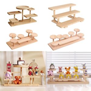 TI9P ไม้ ขาตั้งแสดงสินค้าไม้ หลายชั้น ผ้าสีพื้น ชั้นวางแสดงรูป คุณภาพสูง ตัวจัดระเบียบแบบขั้นบันได ของตกแต่งโต๊ะ