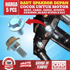(Paket 5 pcs) Baut Spakbor Depan BAUT SPAKBOR DEPAN DRAT 8 GRAND LEGENDA SUPRA FIT NEW SUPRA X SUPRA X 125 KARISMA BLADE REVO ABSOLUTE REVO FIT SEMUA MOTOR HONDA