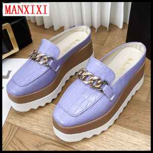 MANXIXI Fashion Women High Heels Wedge Slippers 2.75 Inches Beautiful Mules Sandals (Size 35-42)