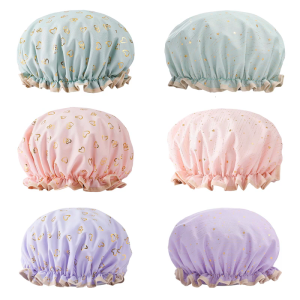 Waterproof Bath Hat with Double Layer Shower Caps for Keepings Hair Dry During Baths