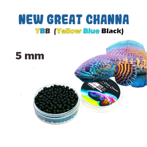 Ikanesia - Pelet New Great Channa YBB Yellow Blue Black Edition Naikkan Warna Kuning Biru Hitam Channa Louhan Arwana