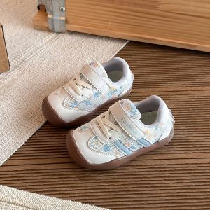 2026 Childrens Anti-slip Pink Sport Shoes Spring New Style Baby Boys Girls Sneaker Trendy Leather Upper Rubber Sole Comfortable2026