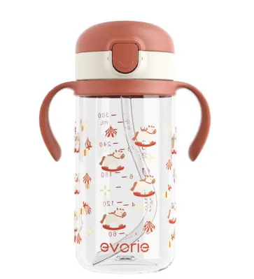 Evorie Tritan Baby Water Bottle with Silicone Straw 1-4 Years 300mL Spill-Proof Detachable Handle