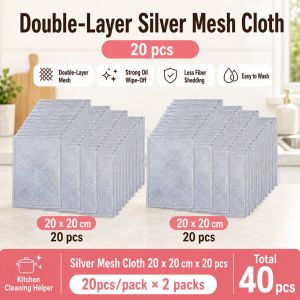 【Rainbow Culture】 Kitchen Cleaning Cloth Bundle Set / Absorbent Fiber Dish Towels / Reusable Silver Mesh Cloth Packs
