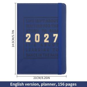 2027 Weekly & Monthly Planner A5 Notebook 100 GSM Paper PU Leather Hard Cover Meeting Agenda Schedules /Birthday gift Stationery Office School Supplies