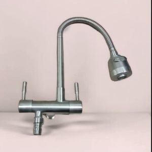 Kran Angsa Cabang Flexible Dinding Stainless Stell / Keran Cuci Piring Doubel Fleksibel
