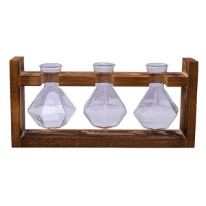 LINSBAYWU Creative Hydroponic Plant Vase Wooden Frame Bonsai Decor Flower Arrangement Container High Appearance Transparent Combination Flower Pot Home Decor