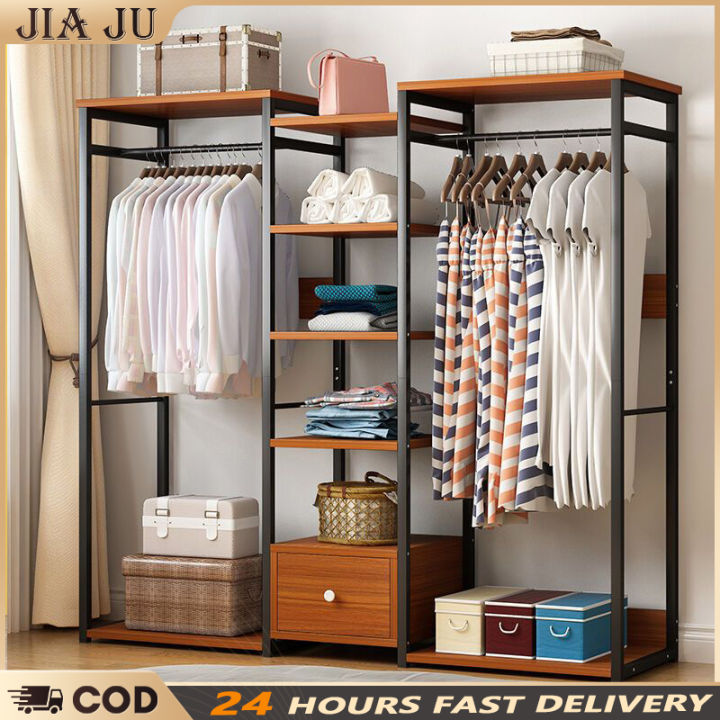 Ward Robe Rak JIAJU Cloth Wardrobe Rack Cabinet Storage Clothes Rack Metal Wardrobe ...