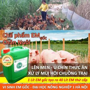 Chế phẩm EM gốc CHĂN NUÔI. Lên men ủ chín thức ăn xử lý mùi hôi chuồng trại. Men Vi Sinh Đại Học Nông Nghiệp 1 Hà Nội. HSD 2 năm