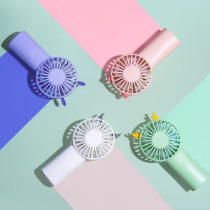 ZEEMIN มินิ USB พัดลมขนาดเล็กการ์ตูนกระเป๋าพกพาชาร์จเดสก์ท็อปมือถือกลางแจ้งขนาดเล็กพัดลมไฟฟ้าโลโก้ของขวัญ