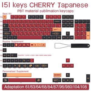 139151 Keys Blue Samurai KeyCap Red Samurai English Japanese PBT KeyCaps Cherry Profile For MX Switch GMK Mechanical Keyboard