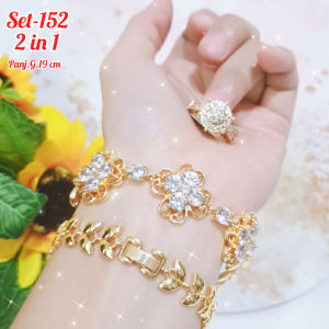 SET GELANG RANTAI DUBAI CINCIN BATU PERHIASAN DEWASA 2 IN 1 /SET-152