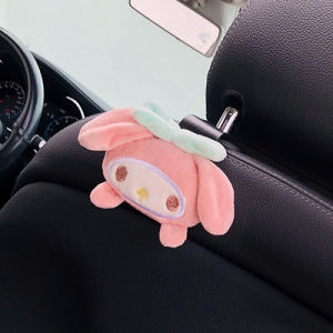 Sanrioes Anime Kuromi Cinnamoroll Mymelody Plush Car Seat Headrest Hook Auto Back Seat Organizer Storage Holder Car Accessories