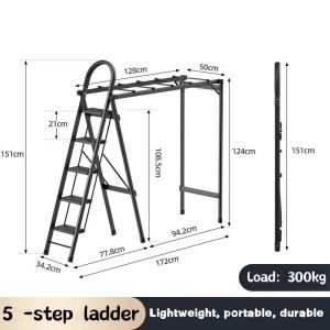 Herringbone ladder Thickened climbing ladder Multifunctional drying rack ladder Household folding Clothes Rack Herringbone Ladder