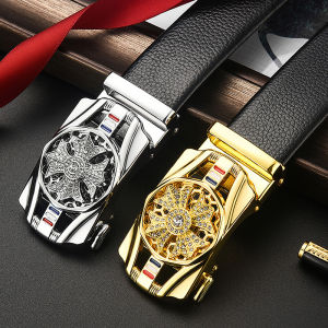 SRD Sabuk Pria Kulit Asli Premium Quality Original Belt Gesper Diamond Berputar Stainless Steel Anti Karat Kasual Import Fashion New Model Terbaru Aksesoris Belt Men Bergaya Keren Kekinian - A16