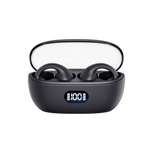 Bluetooth 5.3 Clip On Ear Wireless Headphone Bone Conduction Earphone LED Battery Display Gaming Earbuds