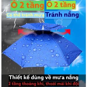 Ô Dù Đội Đầu 2 Tầng Chống Gió Rảnh Tay – Nón Dù Che Mưa Nắng Vải Oxford Chống Thấm Ô Đội Đầu Làm Vườn Câu Cá