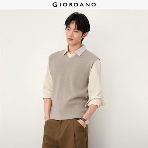 Giordano Men V-neck knit vest Free Shipping 18056011