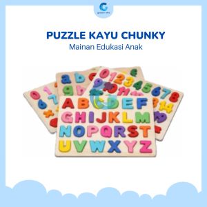 Mainan Kayu Edukasi Anak Puzzle Chunky Landscape Belajar Angka Abjad Bentuk