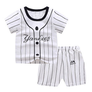 【Local Stock】 100% Cotton Childrens Set Summer Short Sleeved Shorts 2pcs Set Fabric Breathable And Sweat Absorbing Cartoon Clothing