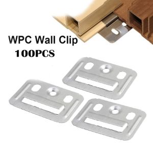 100pcs Fitting Connector Wall Installation Metal Accessory Stainless Steel Metal Clip For Pvc Wall Panel Wpc Wainscot Board Clip Furniture