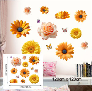 Sunflower and Butterfly Wall Stickers – 3D Removable DIY Floral Decals for Living Room Bedroom Nursery Office or Café Decor. Bright Yellow and Orange Flowers with Butterflies for a Natural Cheerful Atmosphere.