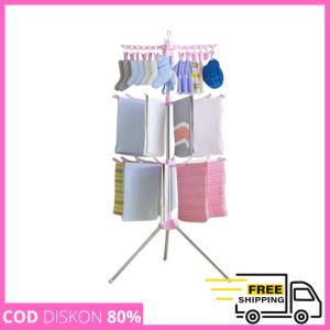 Rak Jemuran Handuk Pakaian Kaos Kaki Kain Gantungan Berdiri Jemuran Menara Lipat