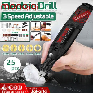 Bor listrik mini 12V DC 18000 RPM Grinder Mini Listrik set lengkap Drill 25pcs Electric Engraver Grinder Gerinda Electrik Listrik / Alat Ukir Kayu /Alat Amplas / Alat Pemotong