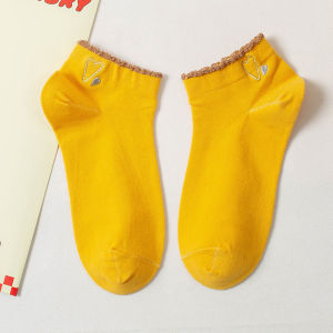 KS84 Kaos Kaki Pendek Ankle Ala Korea Semata Kaki Kaos Kaki Motif Love Renda