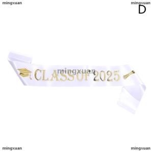 [COD] mingxuan Graduation Decoration Class Of 2025 Satin Sash Glitter Black Blue Congratulation Graduation Party Decoration Supplies