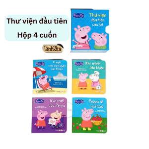Boxset Sách Peppa Pig - Hộp Thư viện mini vừa tay cầm cho bé từ 2 tuổi - Giúp bé nhanh biết nói biết đọc - Tân Việt