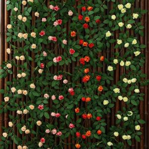 KENJE 10 Colors Artificial Australian Rose Vine Plastic Silk 1.8m 54 Heads Hanging Flowers Bud Rattan High Quality Fake Plants Leaves Home Decoration