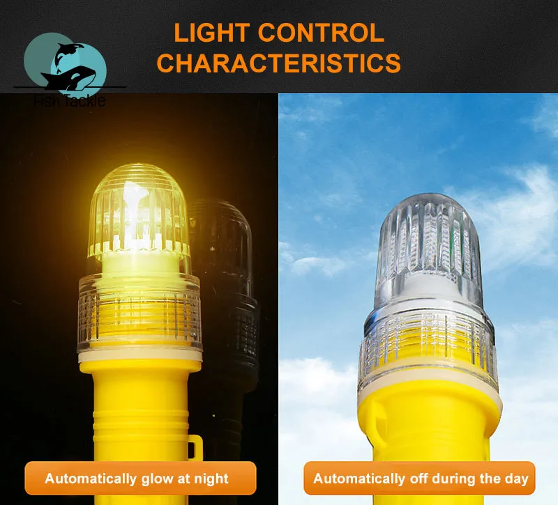 Marine Waterproof Torpedo Blinker Fishing Light Floating Signal Light LED  Net Beacon Flashing Lamp Two Color Two Flash
