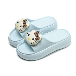 [Free Shipping] KT Cat Thick-Soled Outdoor Flip-Flops Womens High-Heeled Casual Sandals Ladies Beach Shoes Home Slippers for Women