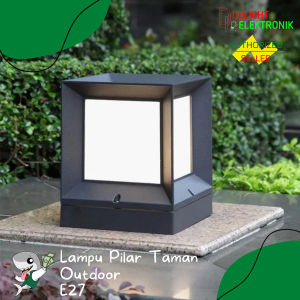 Kap Lampu Pilar Taman Outdoor IP65 E27 Hitam 15x15 22x22
