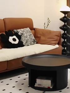 Living Room  Coffee Table Small House Modern Minimalist Light Luxury Style Black Round Small Table