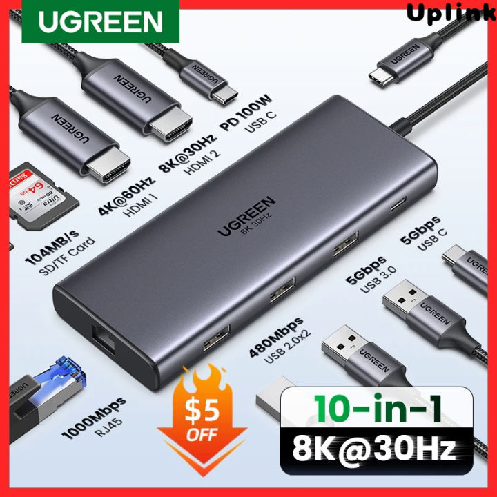 New Models UGREEN Dual HDMI USB HUB 8K HDMI Adapter 10 In 1 Splitter