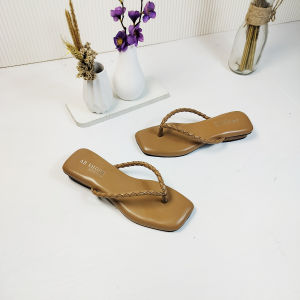 ARUNI - Sandal Mules Hak 2 cm Sandal Jepit Wanita Premium Motif Kepang Super Empuk dan Nyaman