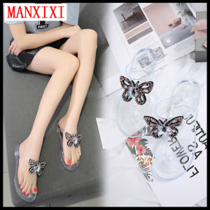 MANXIXI Fashion Women Flip Flop Bohemian Style Beautiful Butterfly Flat Slippers (Size 36-41)